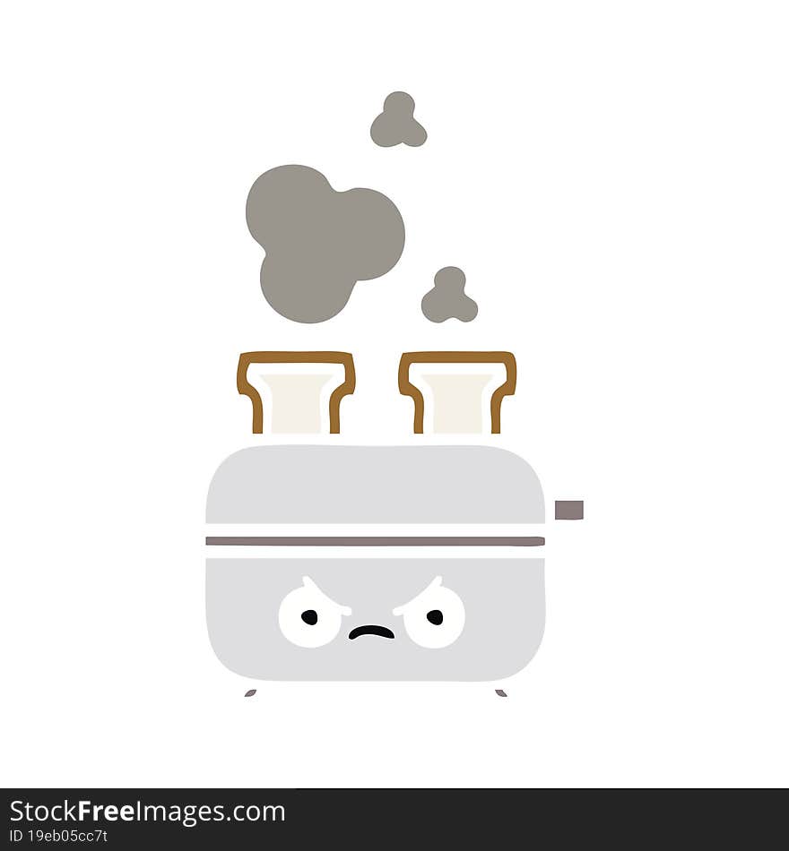 flat color retro cartoon of a toaster