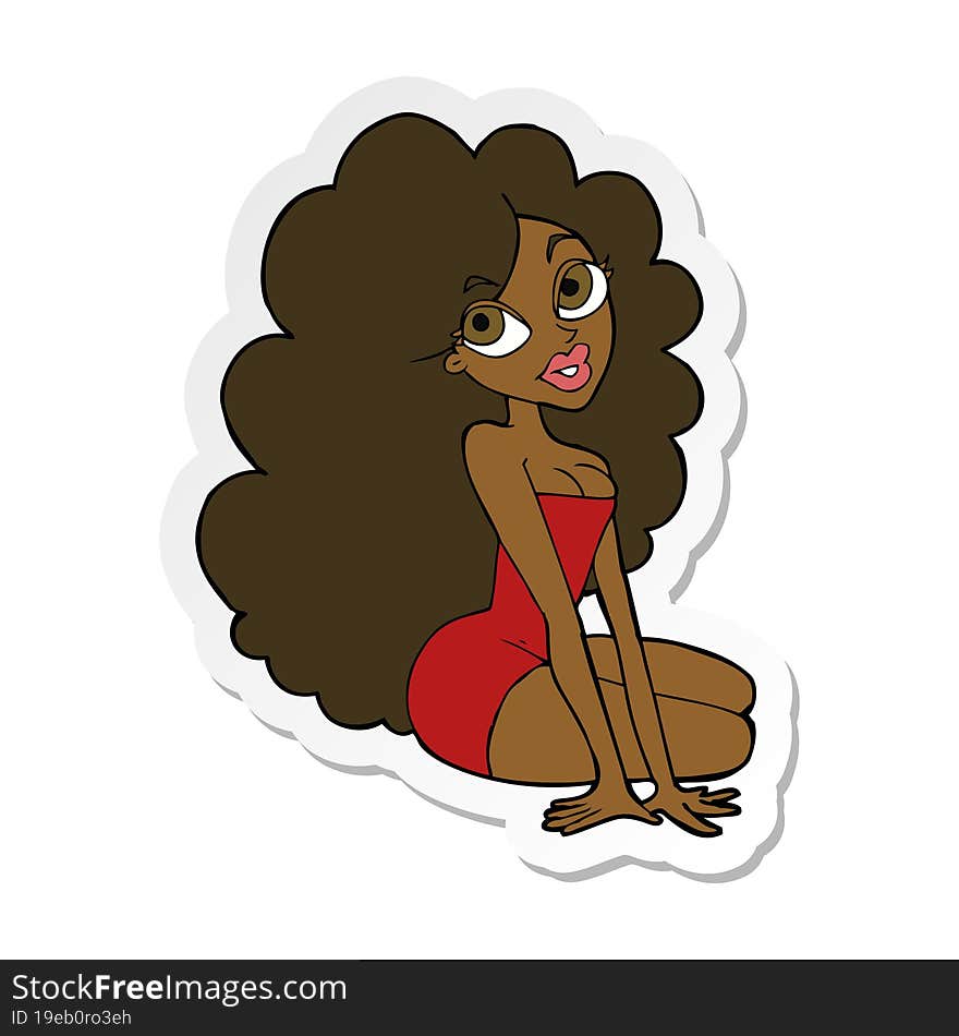 sticker of a cartoon pretty woman