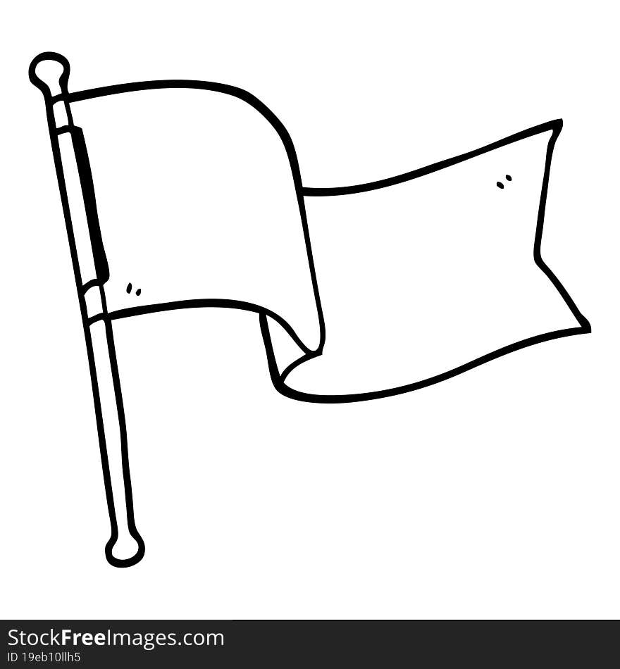 line drawing cartoon white flag waving