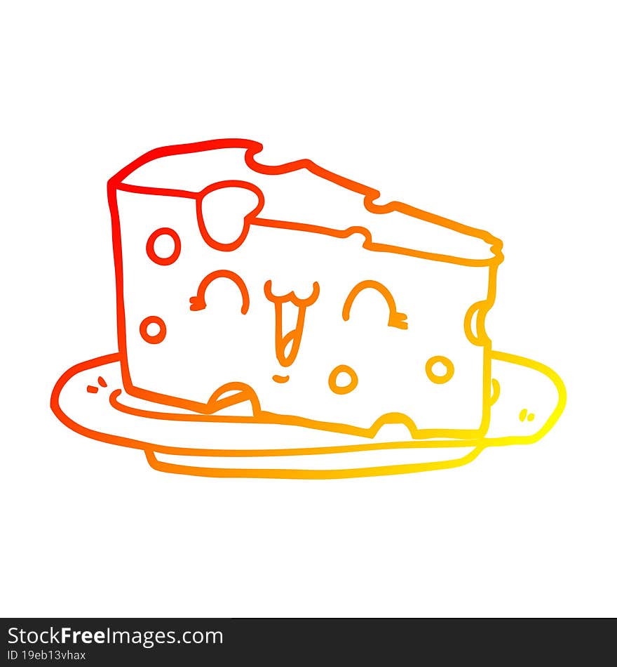 Warm Gradient Line Drawing Cute Cartoon Cheese