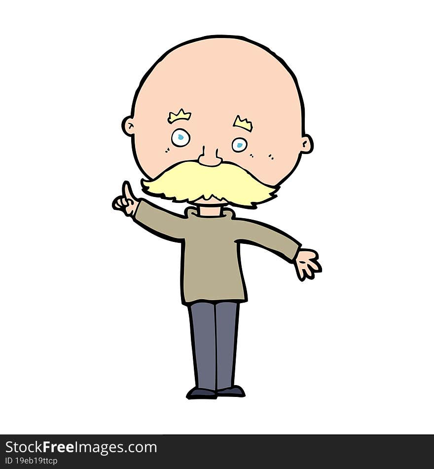 Cartoon Bald Man With Idea