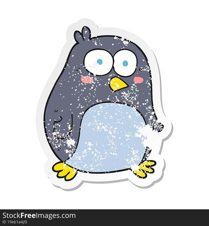 retro distressed sticker of a cartoon penguin