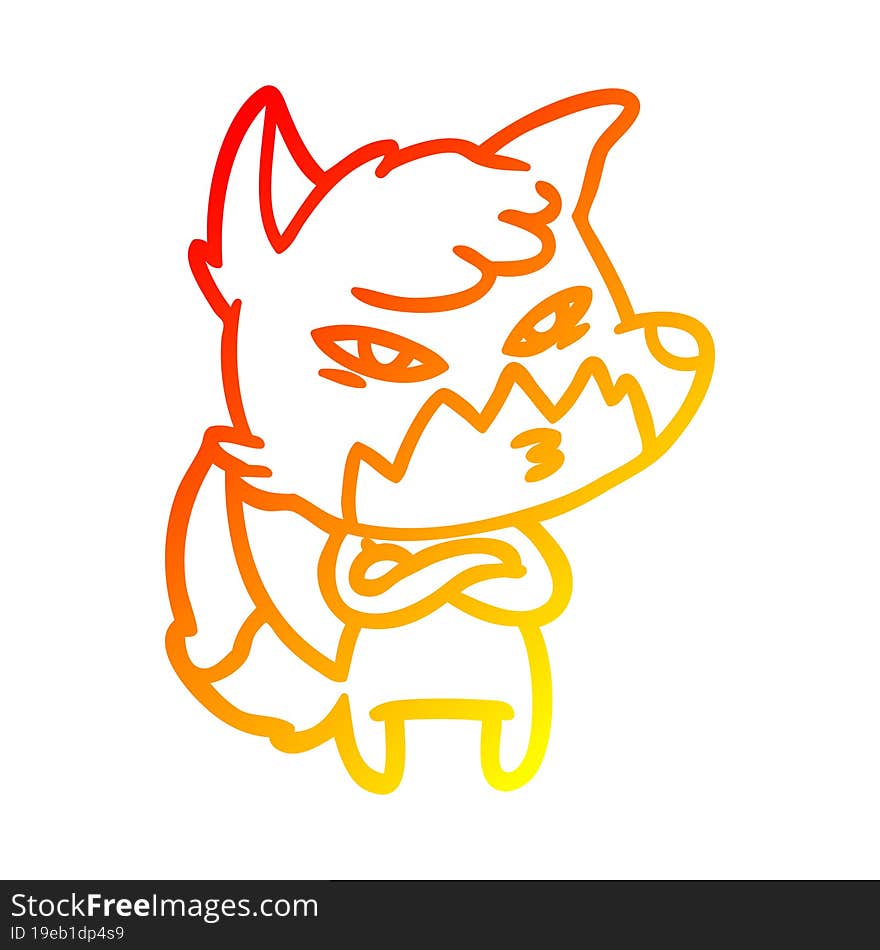 warm gradient line drawing clever cartoon fox