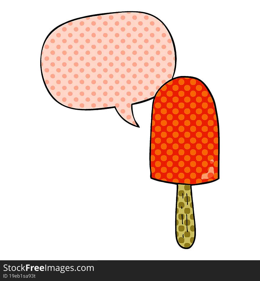 Cartoon Lollipop And Speech Bubble In Comic Book Style