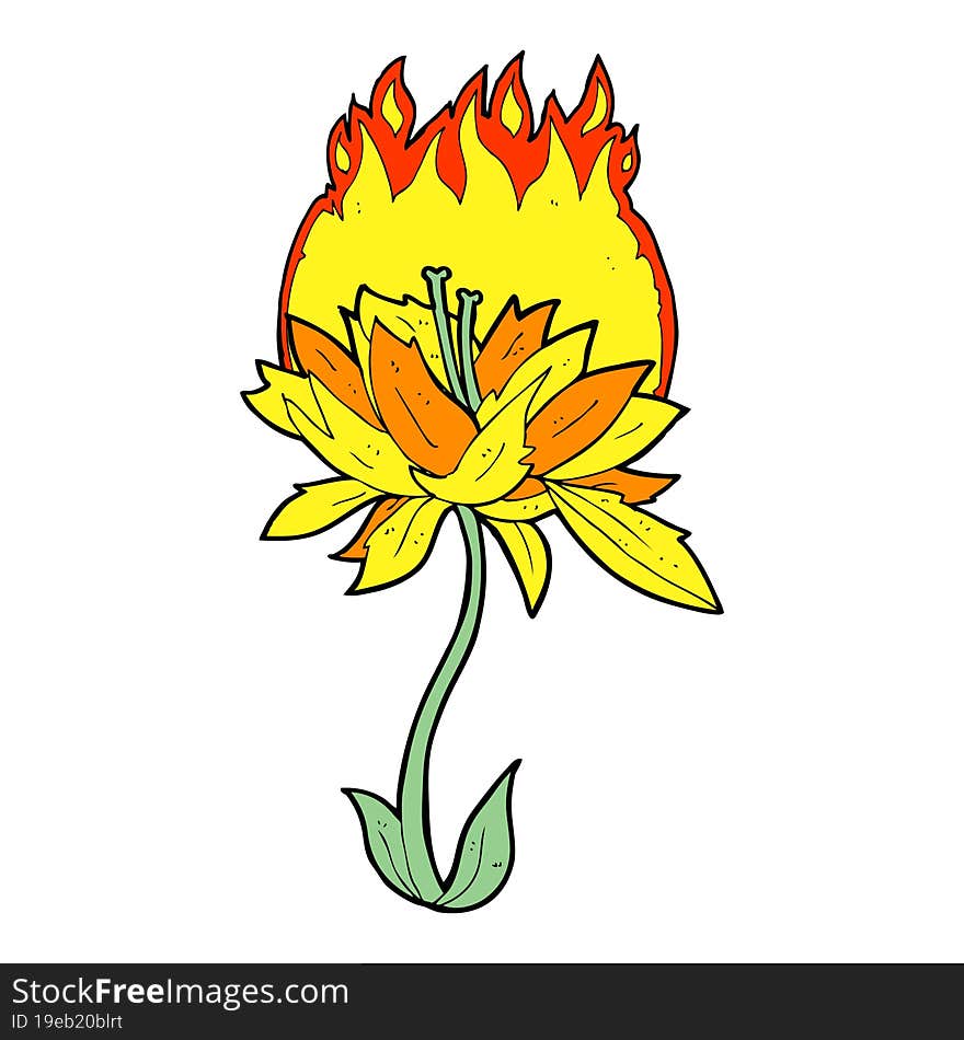 cartoon burning flower