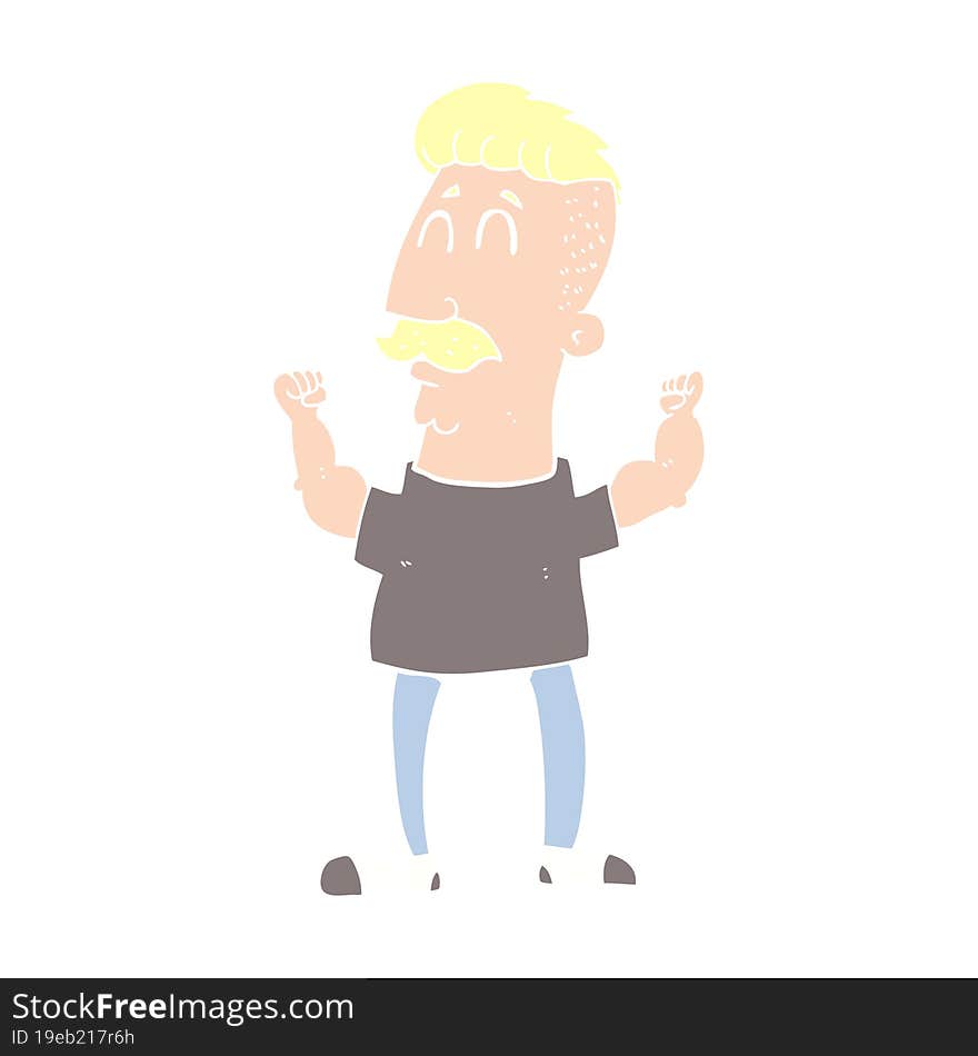 Flat Color Illustration Of A Cartoon Celebrating Man