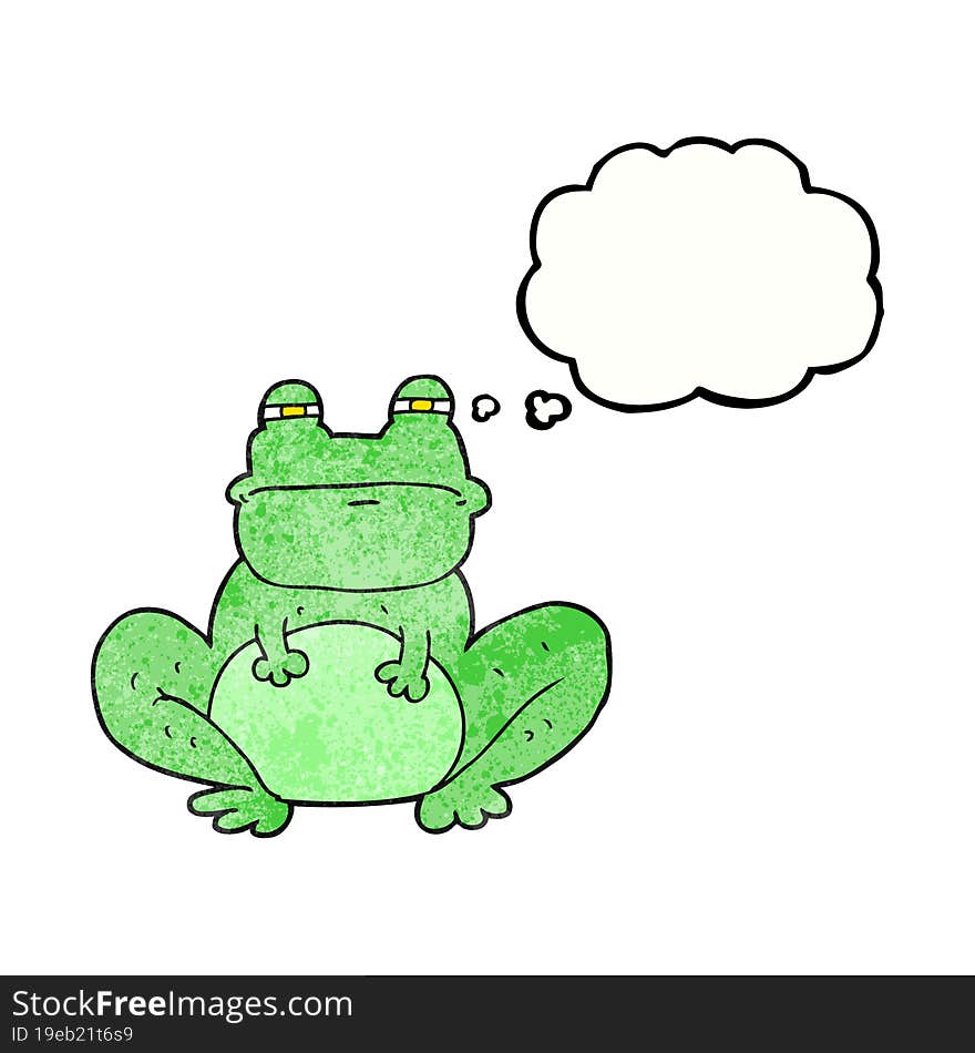 freehand drawn thought bubble textured cartoon frog