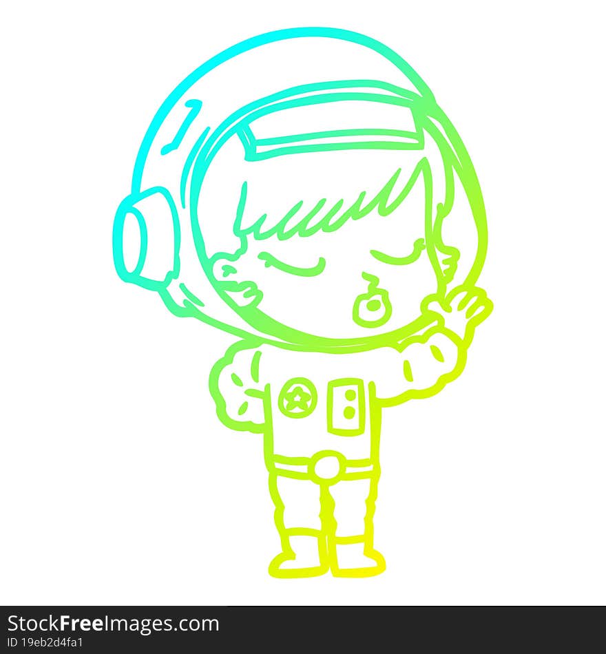 cold gradient line drawing cartoon pretty astronaut girl