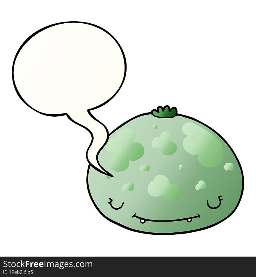 Cartoon Squash And Speech Bubble In Smooth Gradient Style