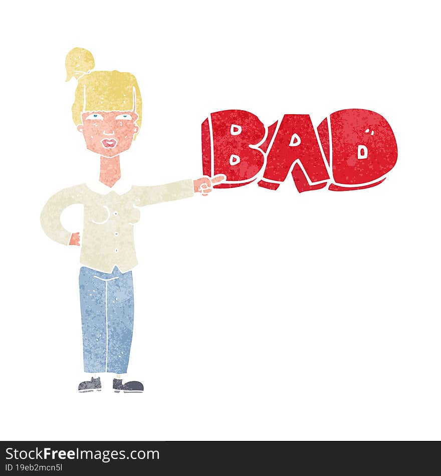 cartoon woman pointing out the bad