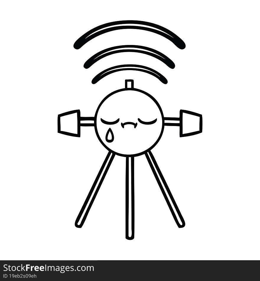 line drawing cartoon crying satellite