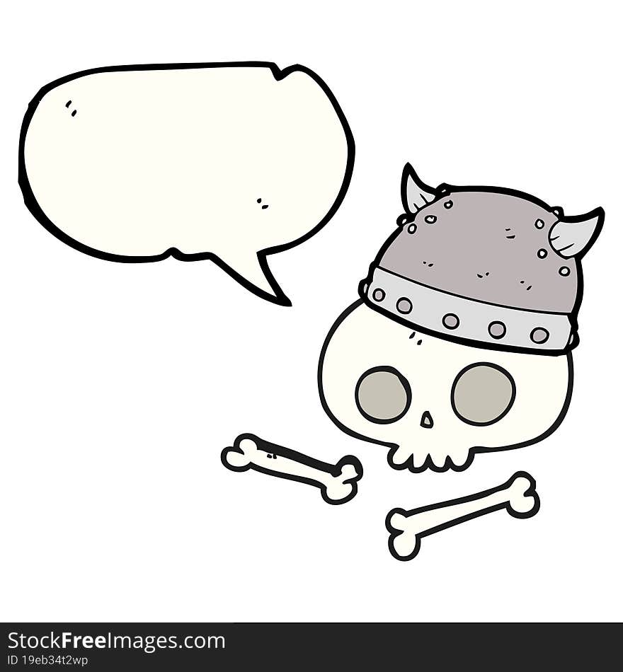 speech bubble cartoon viking helmet on skull