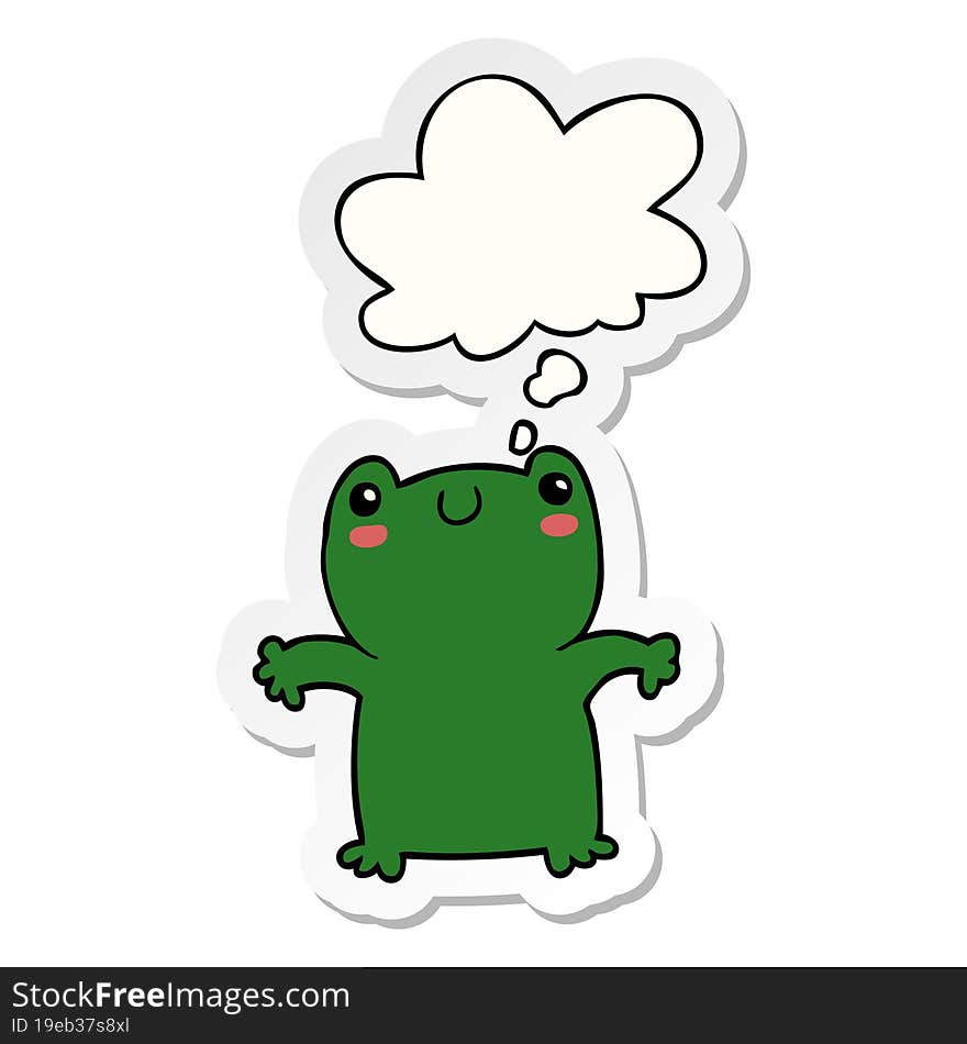 cartoon frog and thought bubble as a printed sticker