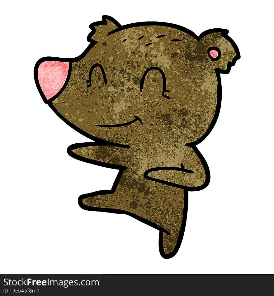 smiling dancing bear cartoon. smiling dancing bear cartoon