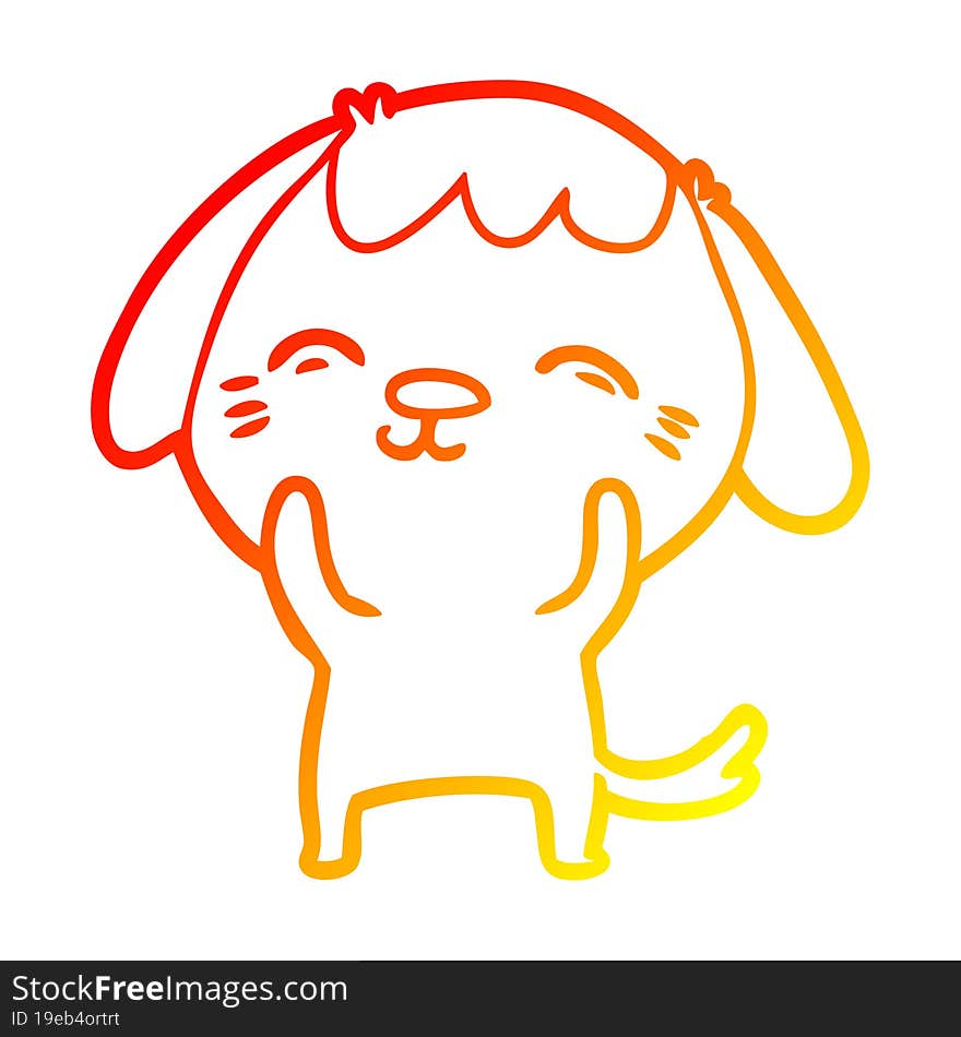 warm gradient line drawing happy cartoon dog