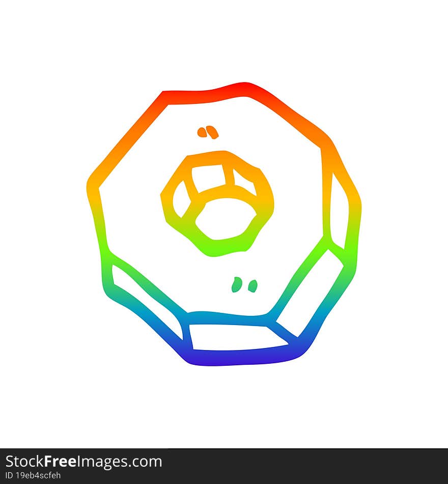 Rainbow Gradient Line Drawing Cartoon Nut