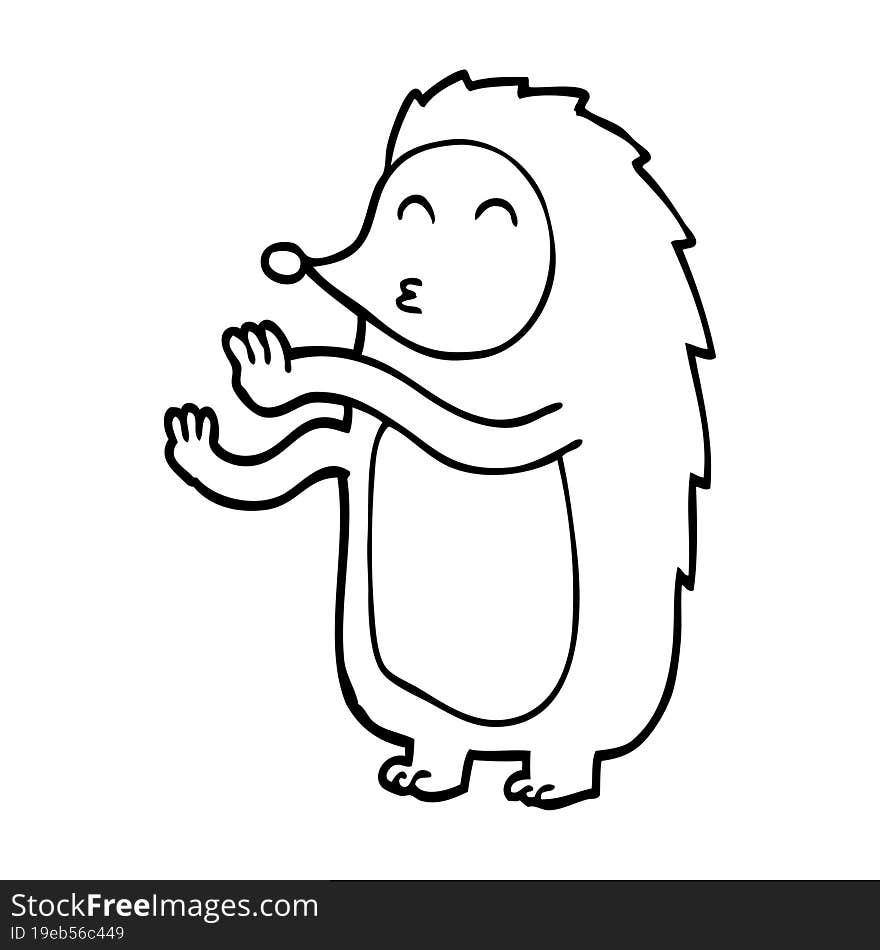 line drawing cartoon happy hedgehog