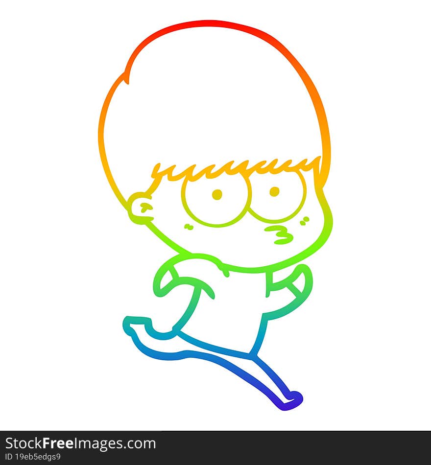 rainbow gradient line drawing nervous cartoon boy