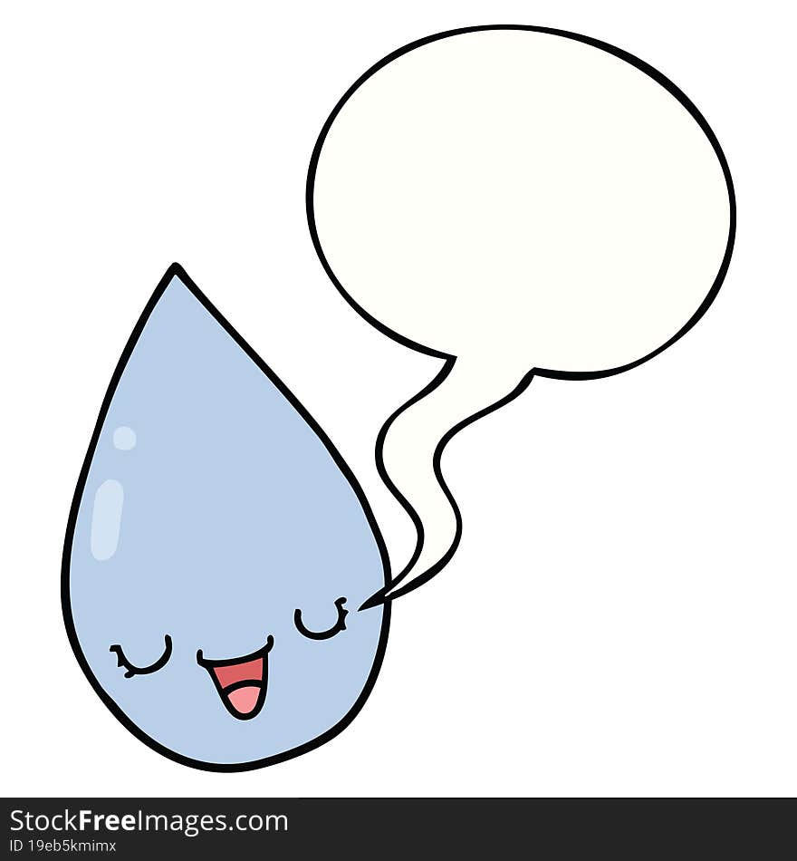 cartoon raindrop with speech bubble. cartoon raindrop with speech bubble