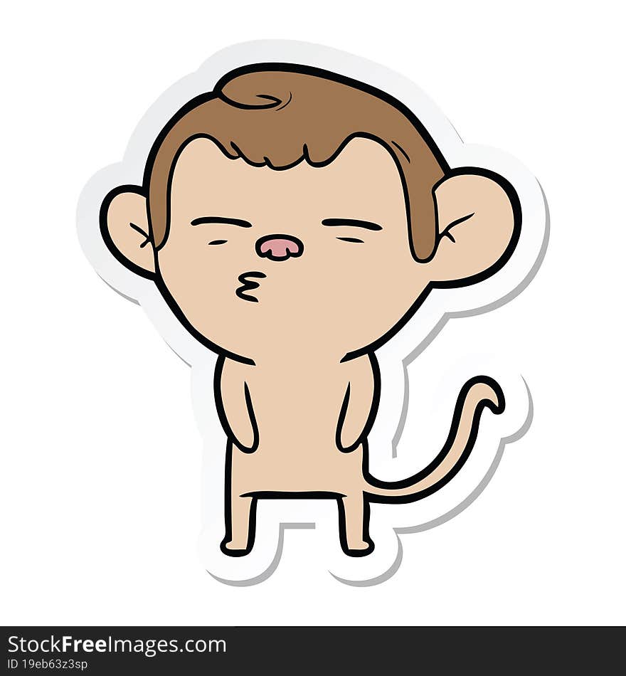 sticker of a cartoon suspicious monkey