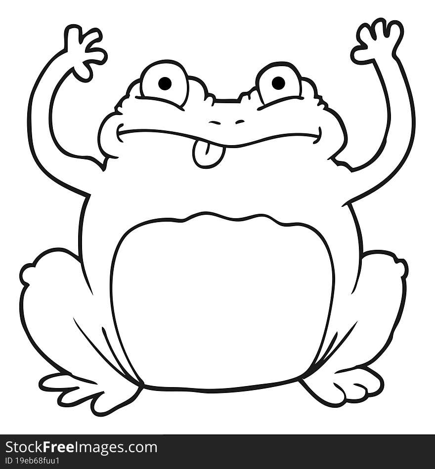 Black And White Cartoon Funny Frog