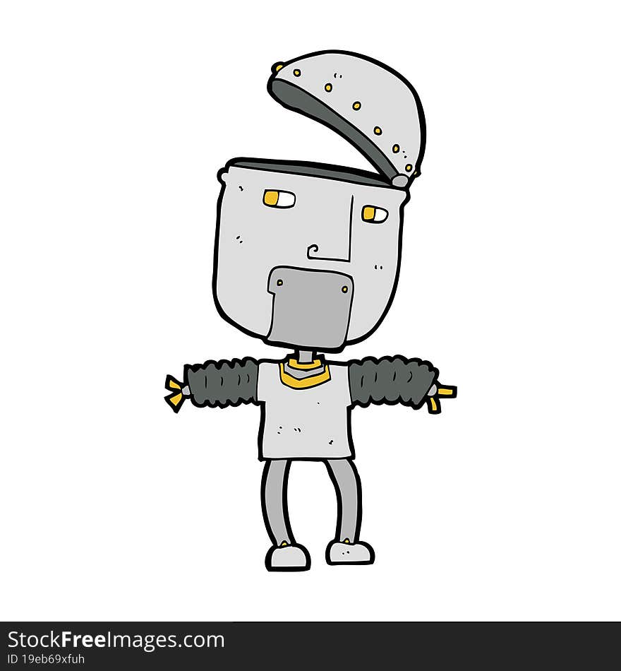 funny cartoon robot with open head