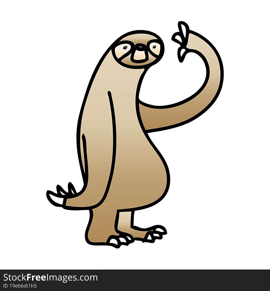 gradient shaded quirky cartoon sloth. gradient shaded quirky cartoon sloth