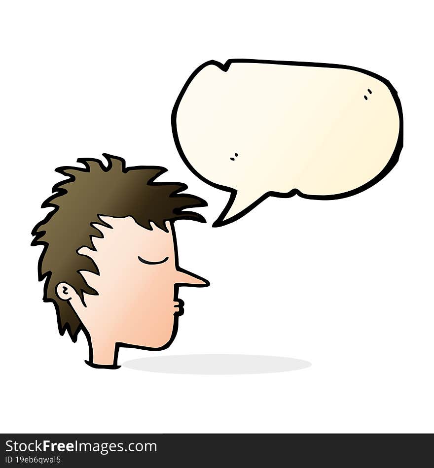 cartoon male face with speech bubble