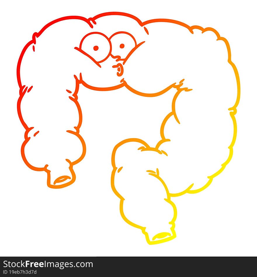 warm gradient line drawing cartoon surprised colon