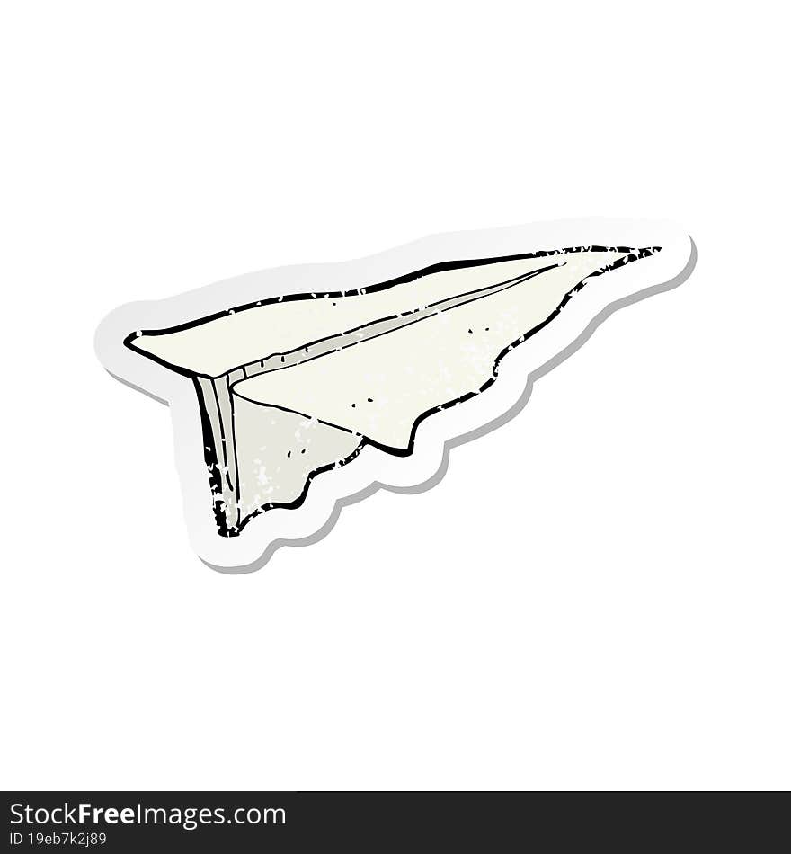 retro distressed sticker of a cartoon paper aeroplane