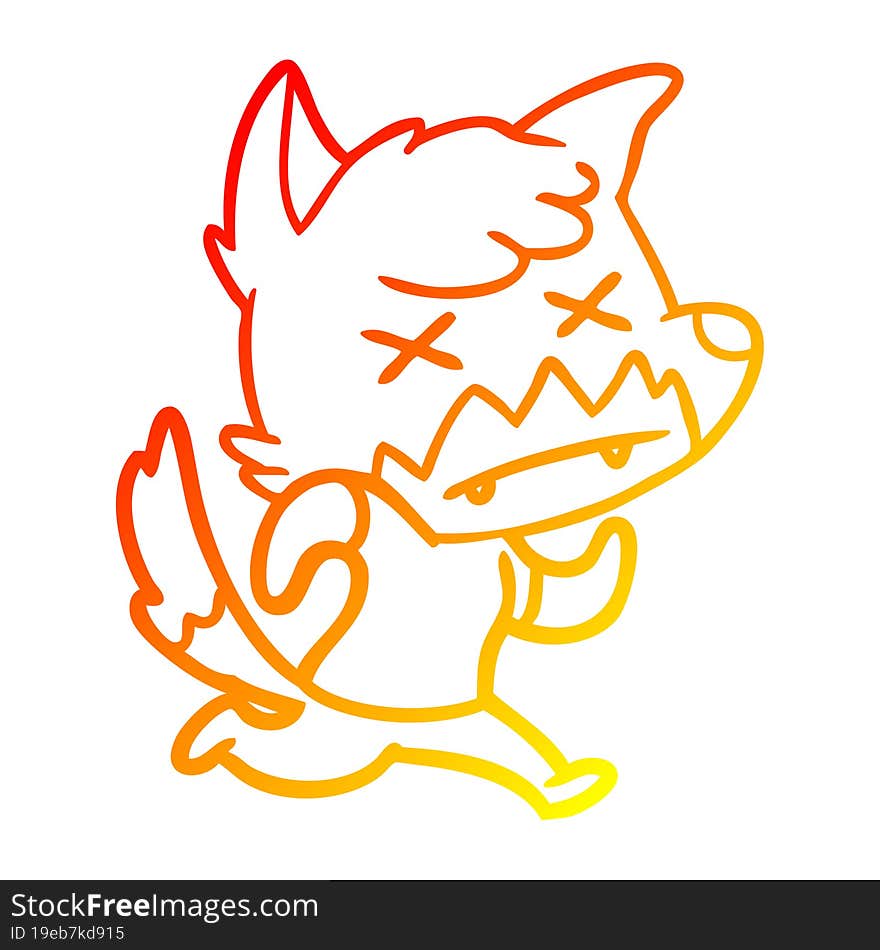 warm gradient line drawing cartoon dead fox