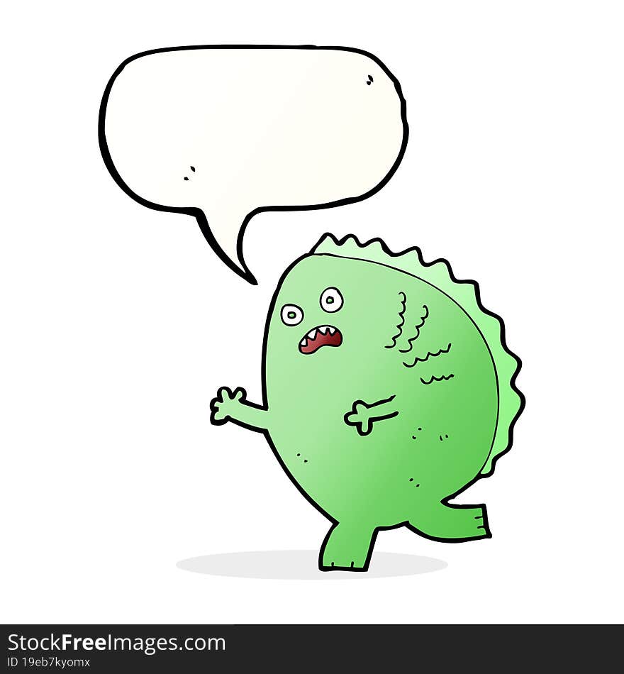 cartoon monster with speech bubble