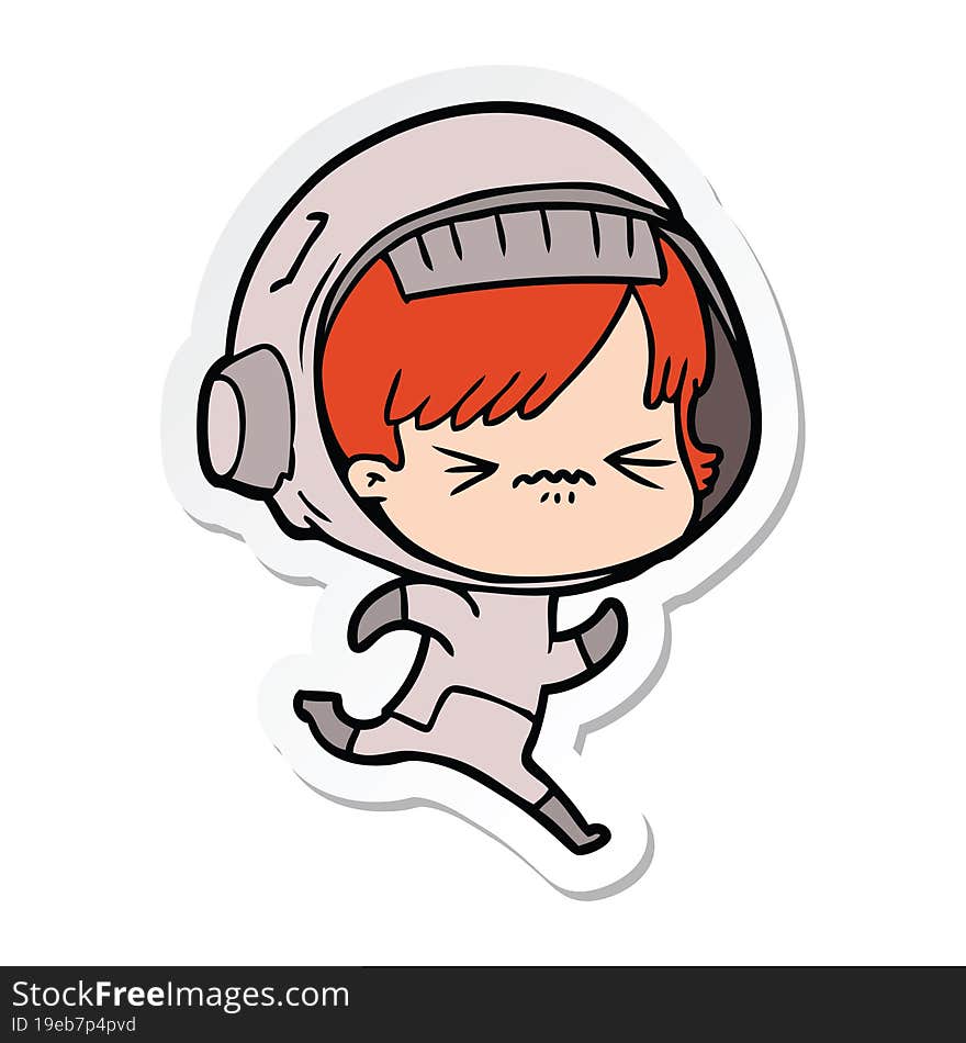 sticker of a cartoon space girl running