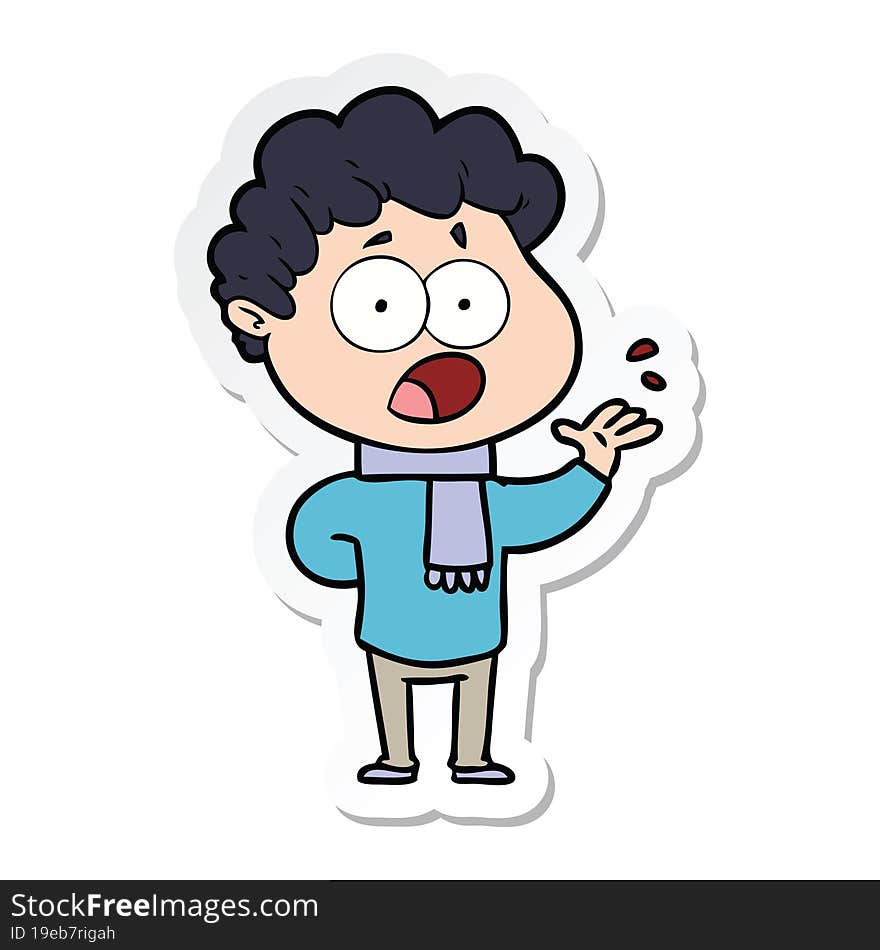 sticker of a cartoon man gasping in surprise