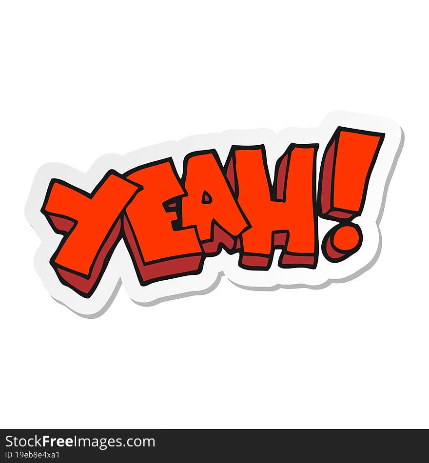 sticker of a yeah cartoon shout