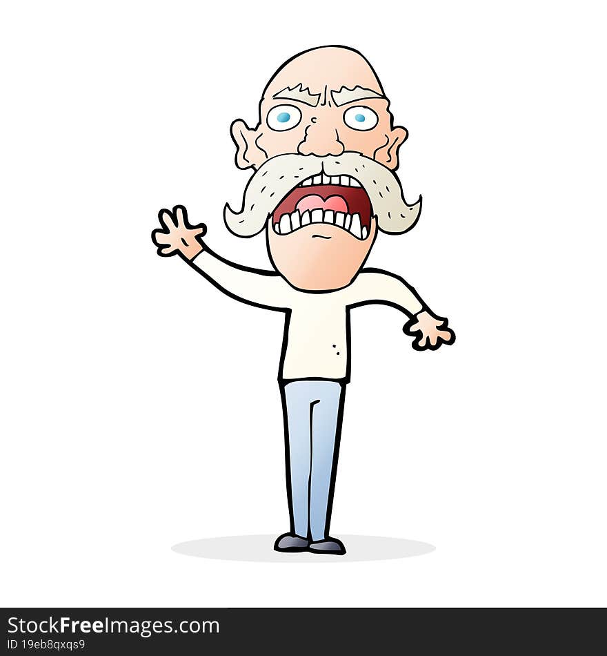 cartoon angry old man