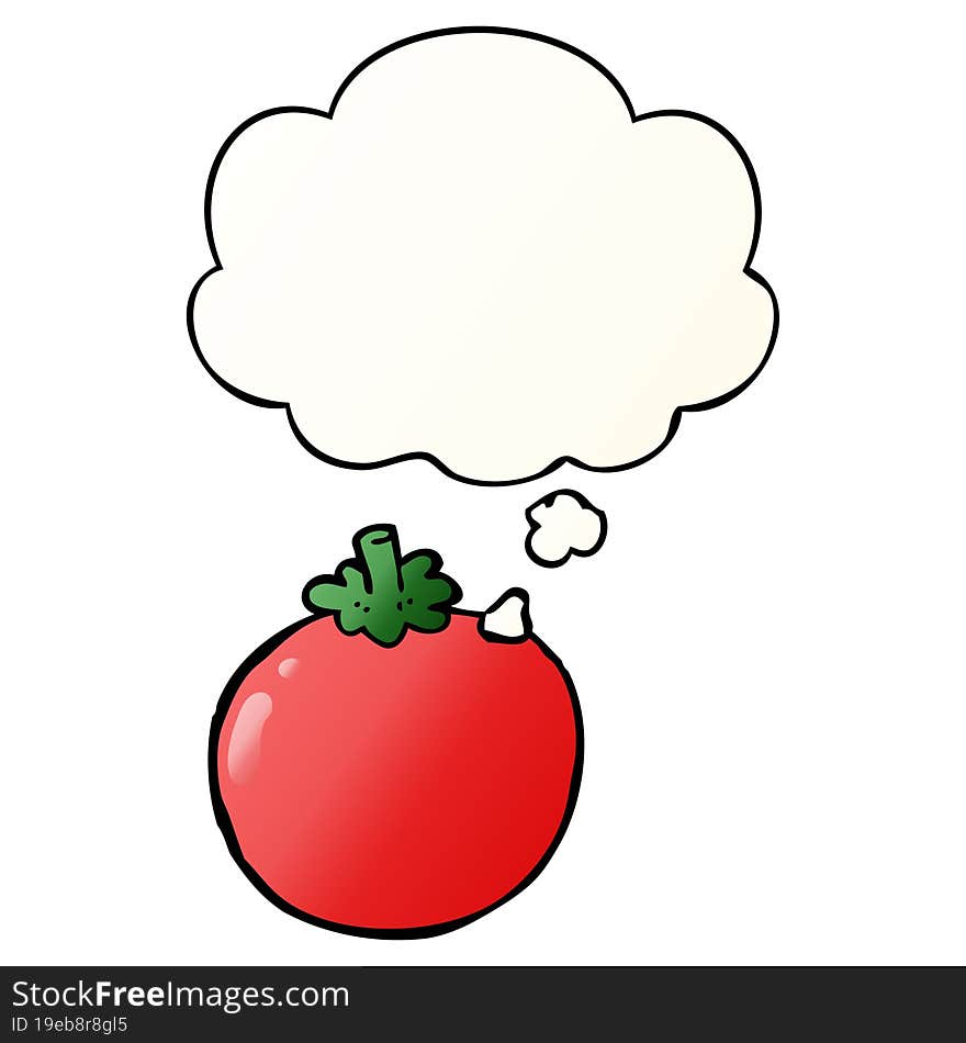 Cartoon Tomato And Thought Bubble In Smooth Gradient Style