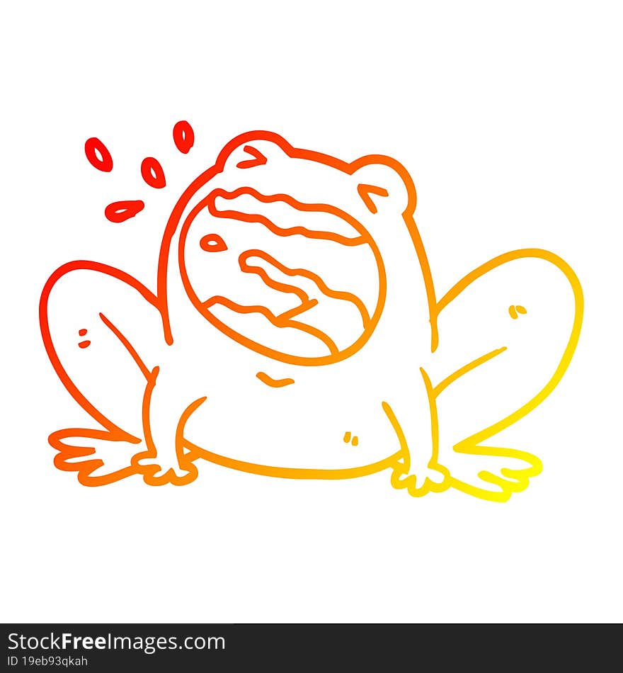 Warm Gradient Line Drawing Cartoon Frog Shouting