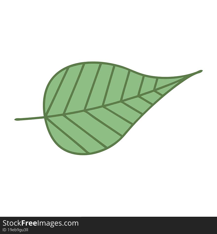 flat color retro cartoon green leaf