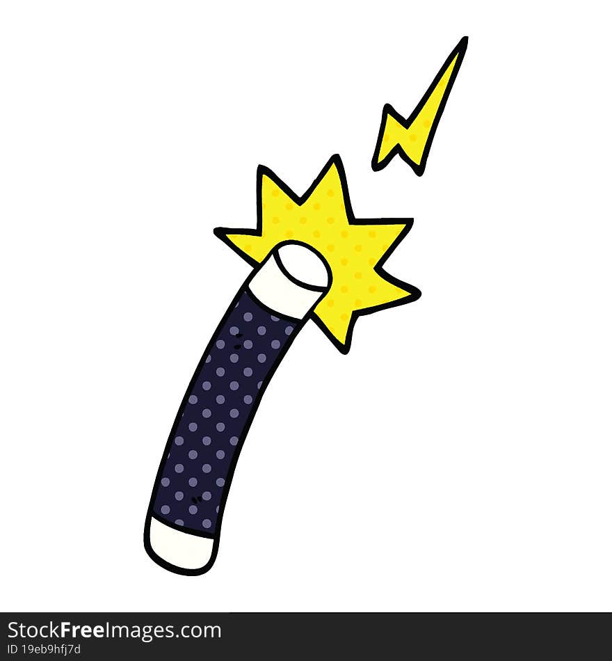 Comic Book Style Cartoon Magician Wand