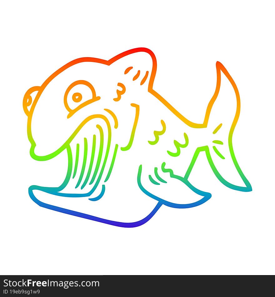 rainbow gradient line drawing funny cartoon fish