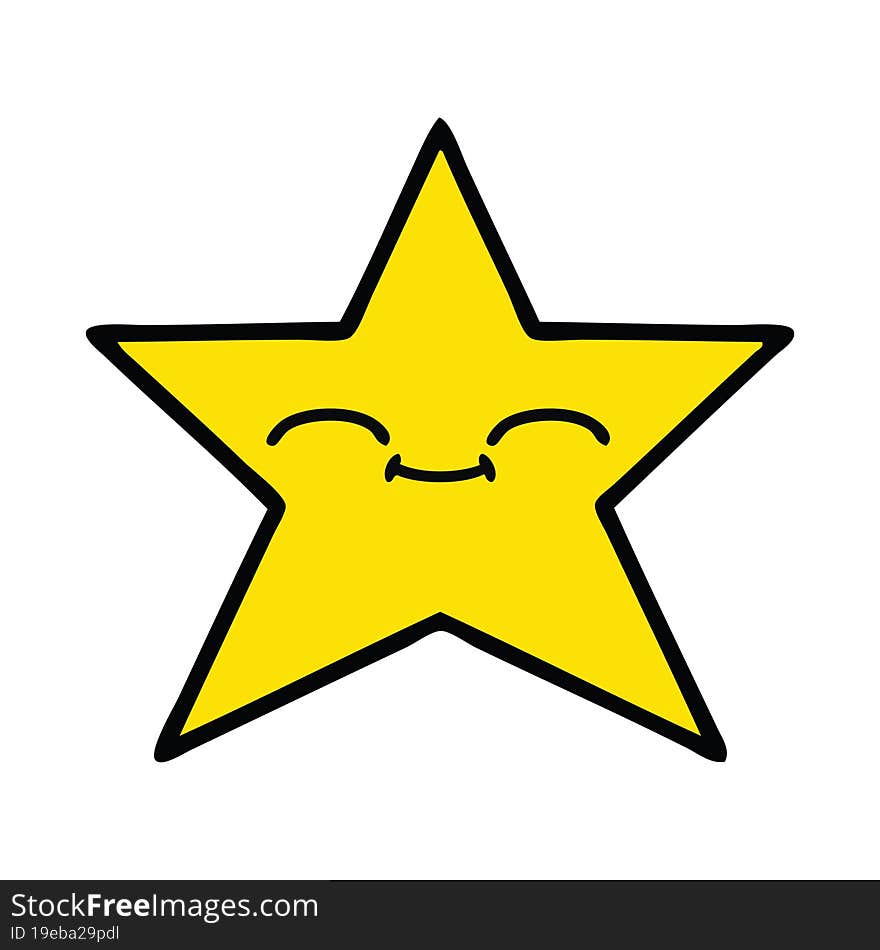 cute cartoon of a gold star. cute cartoon of a gold star