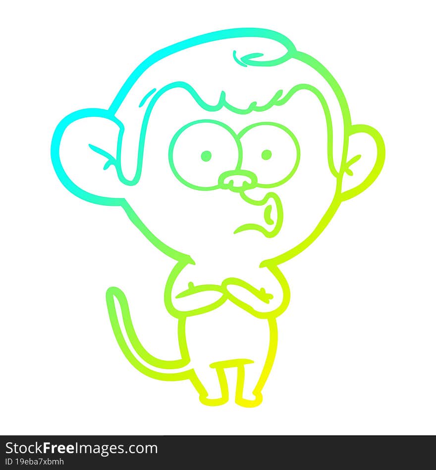 Cold Gradient Line Drawing Cartoon Hooting Monkey