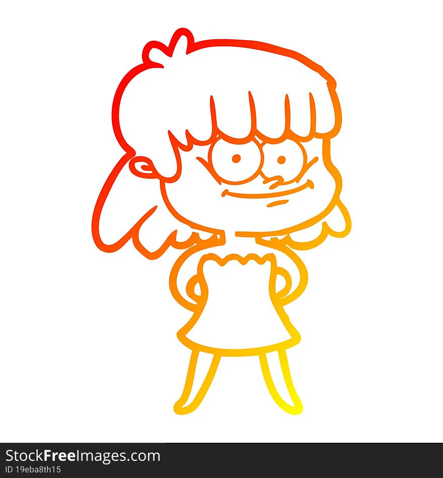 warm gradient line drawing cartoon smiling woman