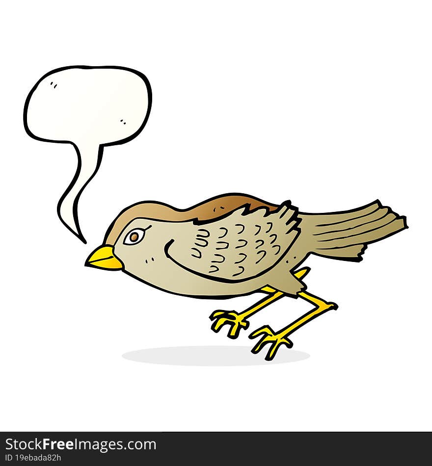 Cartoon Garden Bird With Speech Bubble