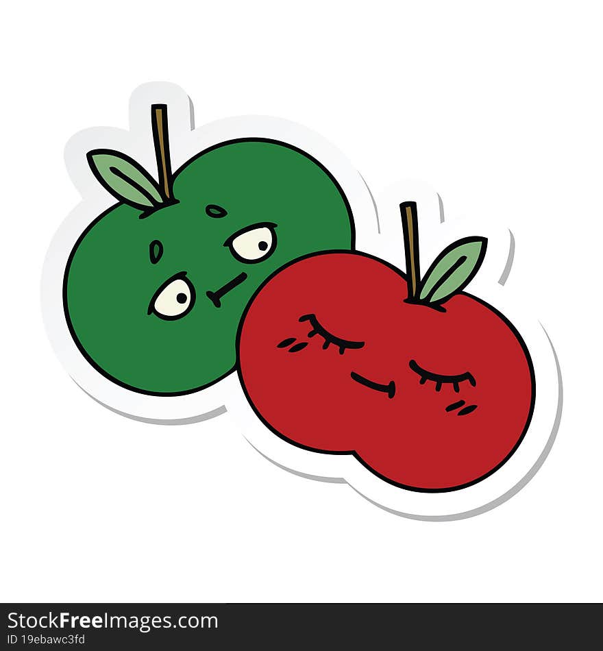 sticker of a cute cartoon juicy apple