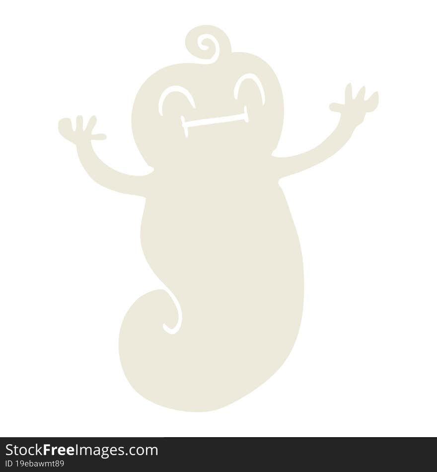 flat color illustration cartoon happy ghost