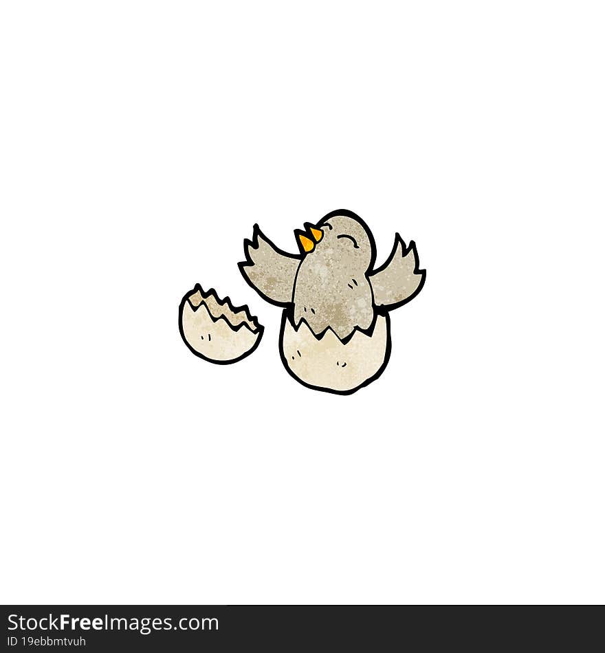 cartoon hatching baby bird