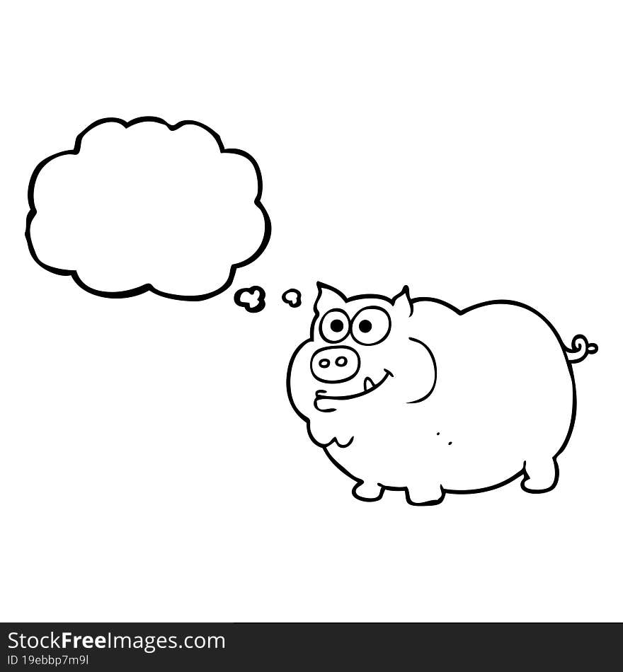 freehand drawn thought bubble cartoon pig