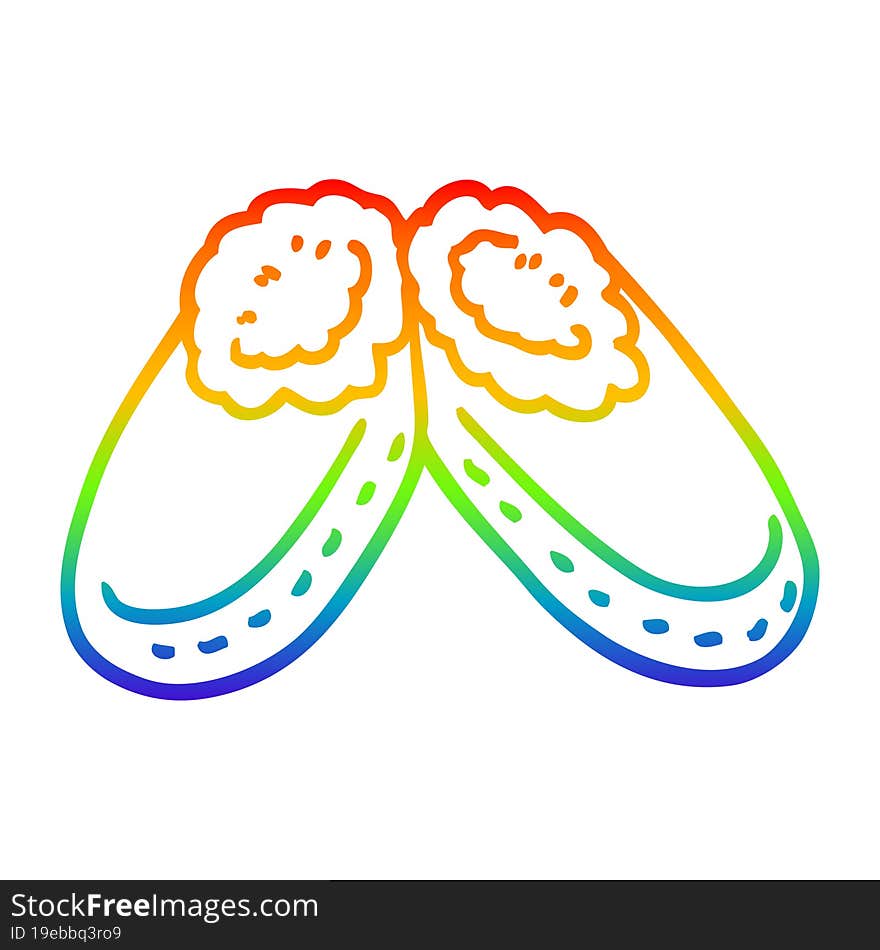 rainbow gradient line drawing cartoon comfy slippers